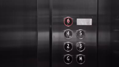 metal elevator with buttons