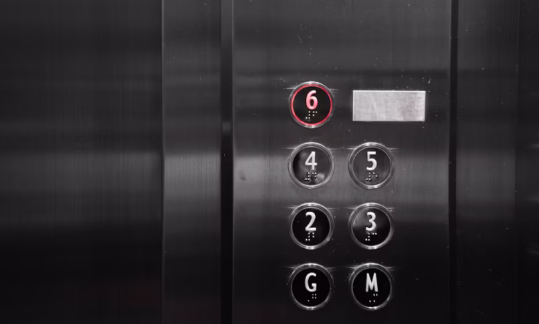 metal elevator with buttons